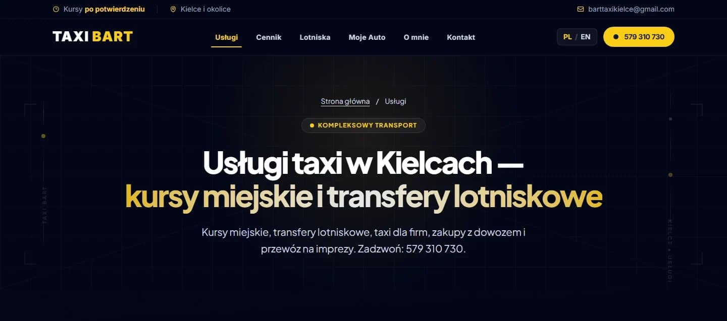 Bart Taxi Kielce — karty usług przewozowych