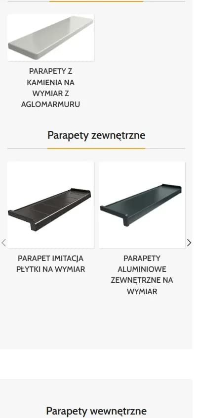 Stanet Parapety — mobilny katalog parapetów i widok kategorii